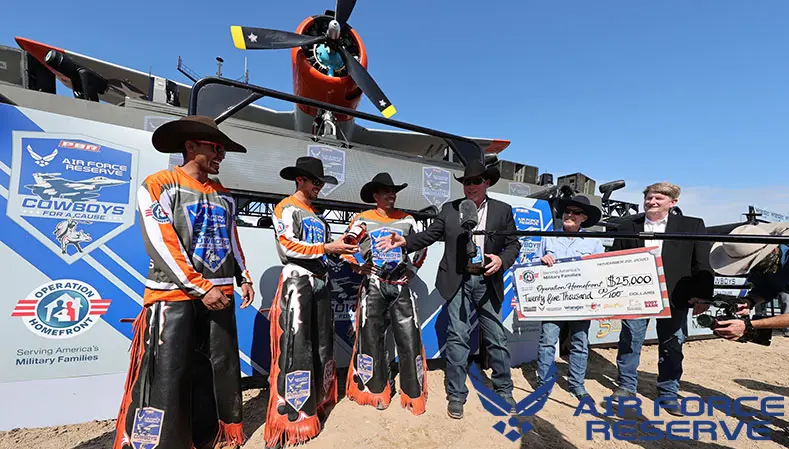 Air Force Reserve Flight to the Lexington: PBR bucks bulls on aircraft carrier, raising $250,000 for military charities