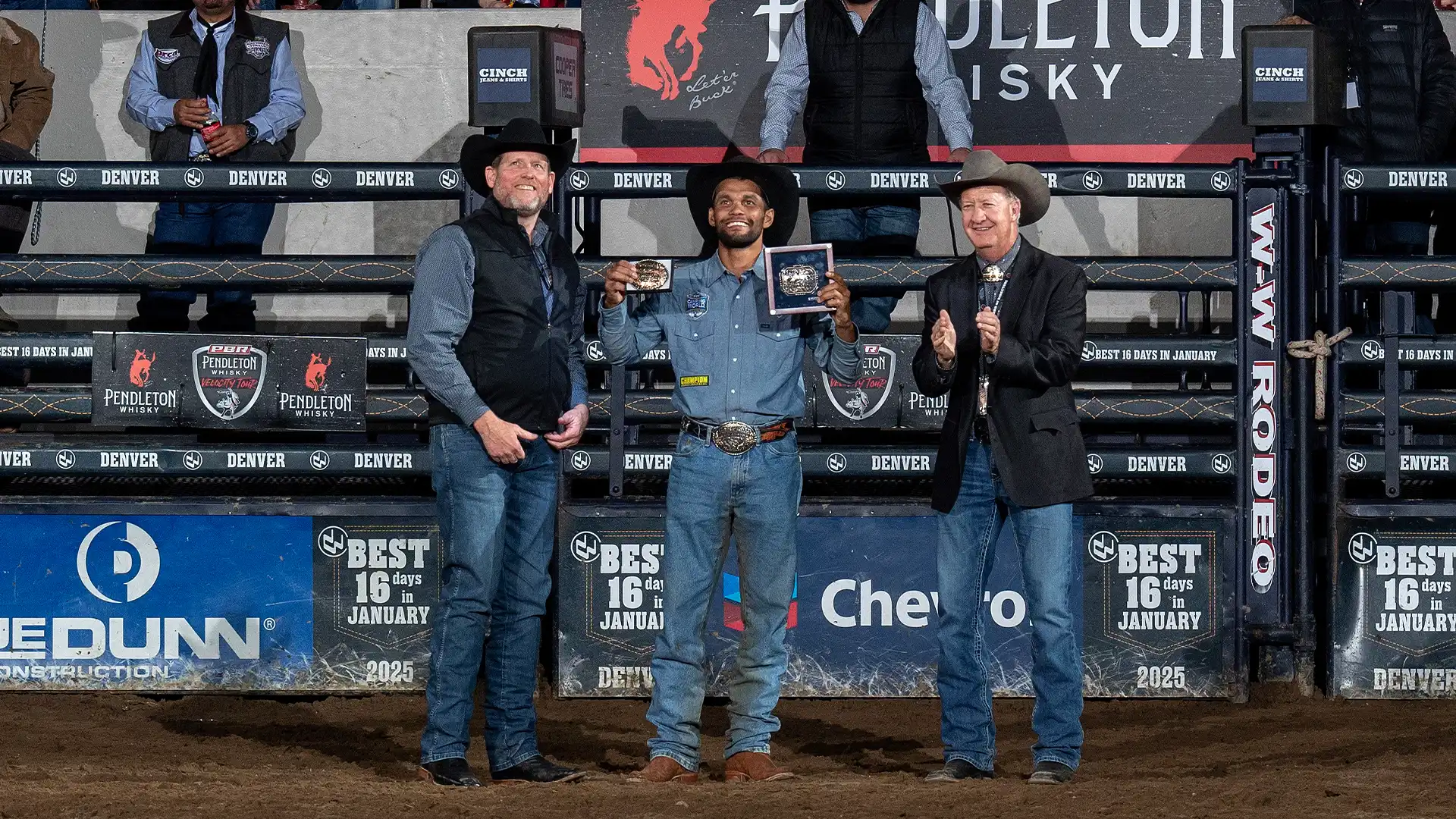 Alan de Souza wins Pendleton Whisky Velocity Tour's Denver PBR Chute Out at the National Western Stock Show